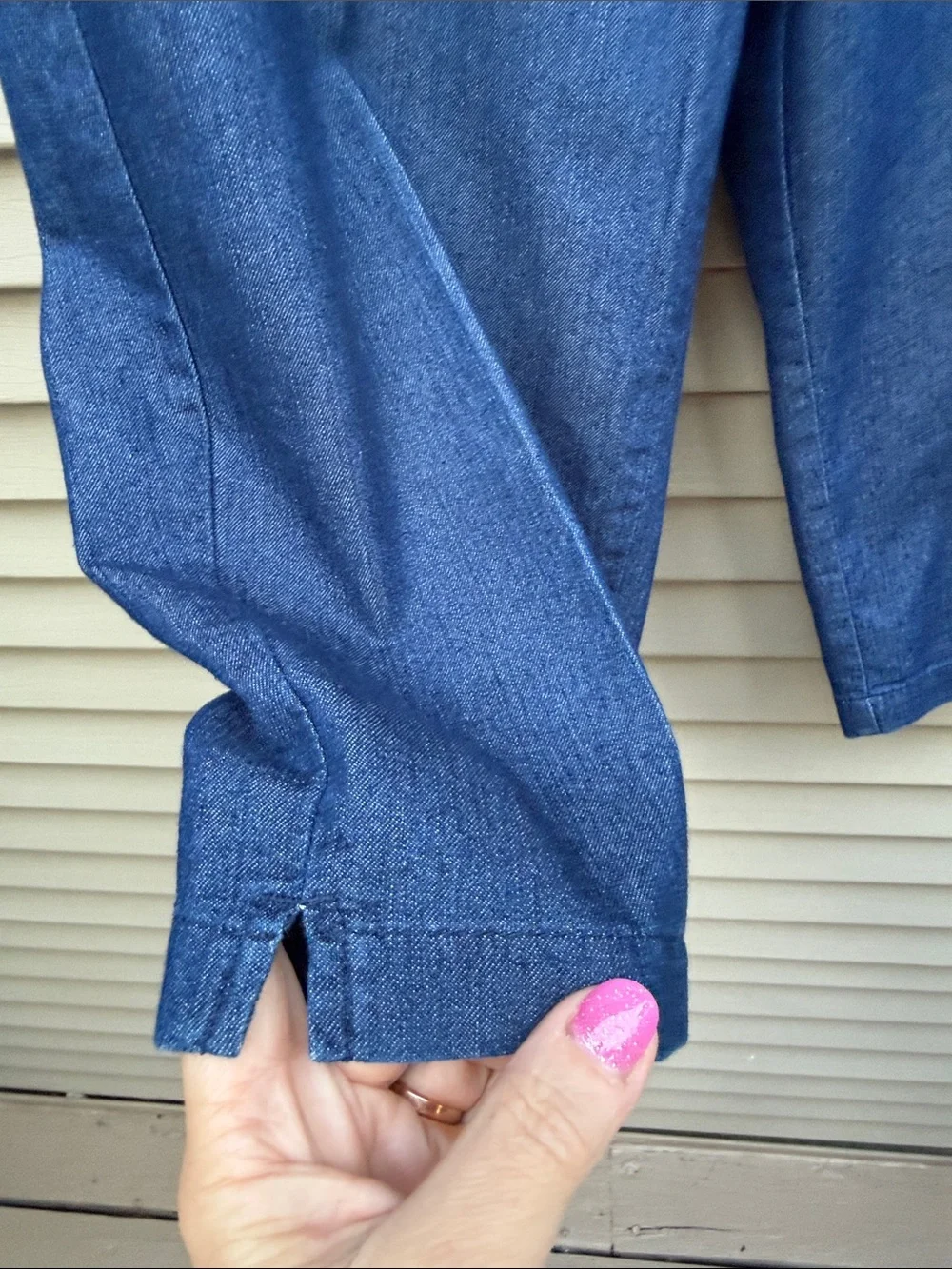 White Stag Denim Pants Jeans Cotton Blend Elastic Waist Pockets Size 14-16 - Picture 4 of 7